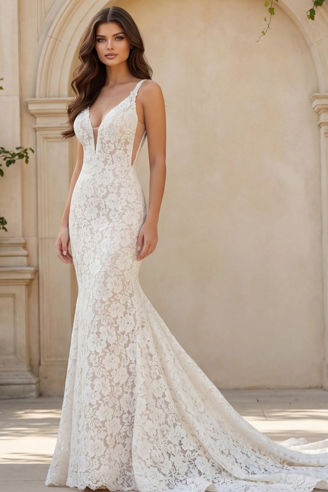 Jovani JB03864 Ivory Lace Wedding Dress - FOSTANI.com