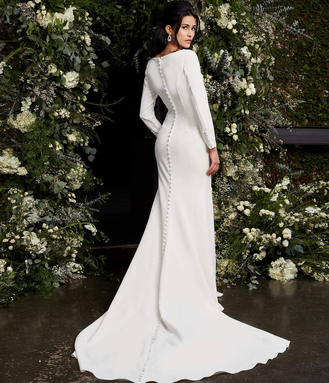 Jovani JB06911 Ivory Plunging Neck Long Sleeve Wedding Dress - FOSTANI.com