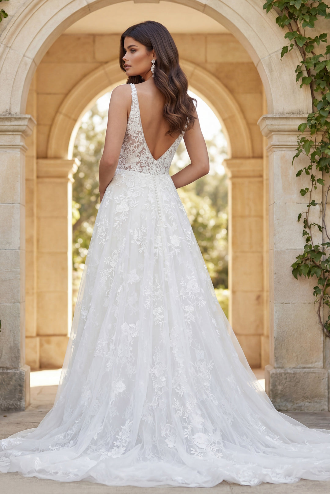 Jovani JB07147 Ivory Embellished Spaghetti Strap Bridal Ballgown - FOSTANI.com