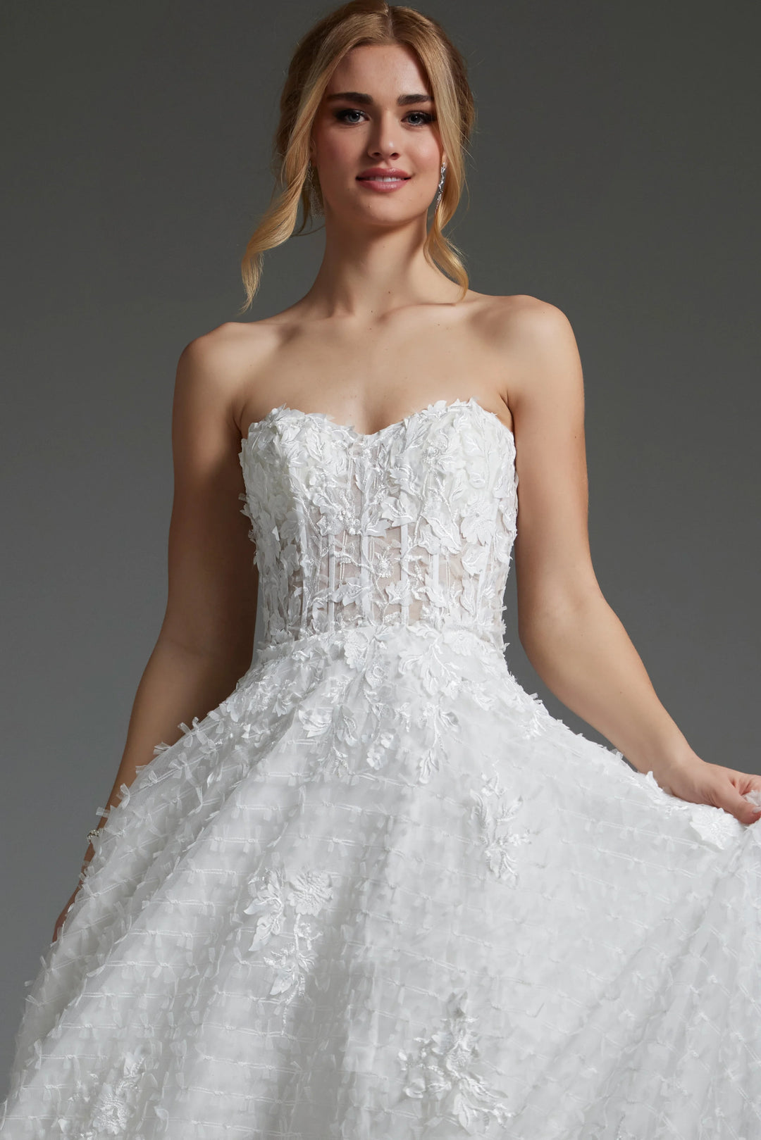 Jovani JB07165 Off White A Line Embellished Wedding Gown - FOSTANI.com