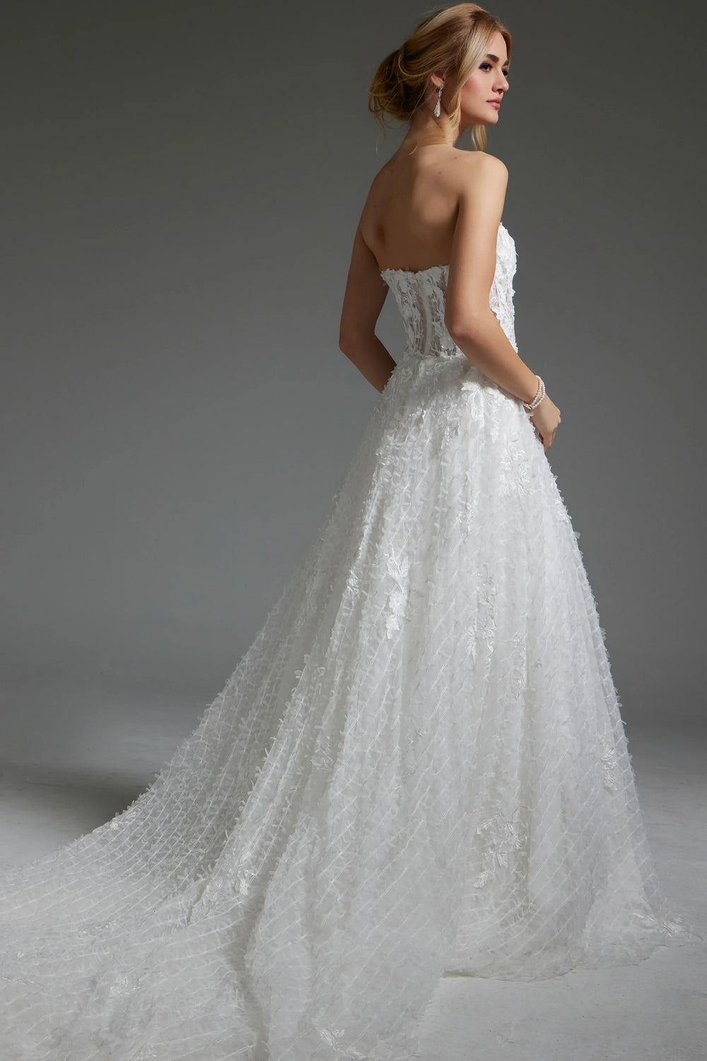 Jovani JB07165 Off White A Line Embellished Wedding Gown - FOSTANI.com