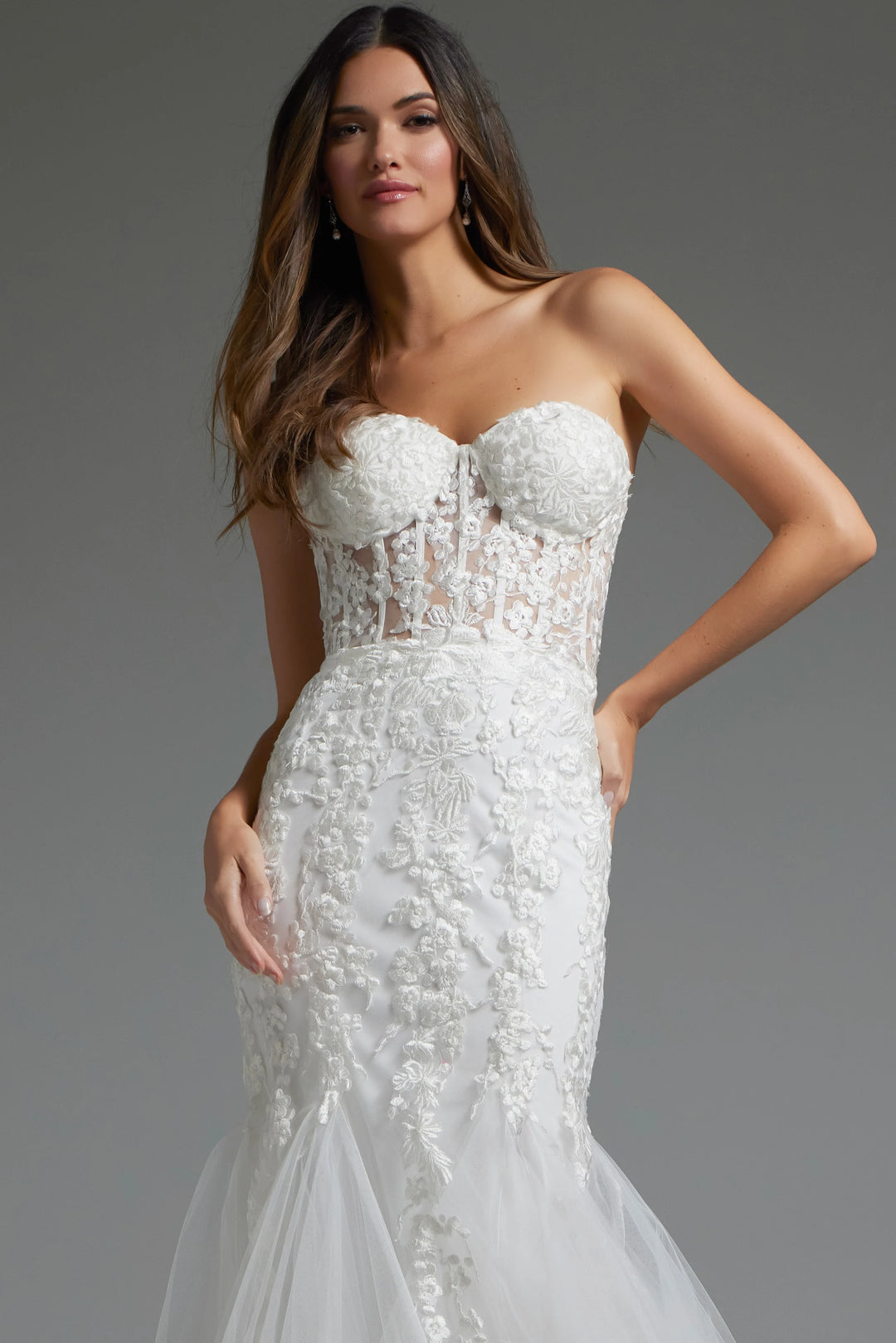 Jovani JB07260 Off White Embellished Mermaid Bridal Dress