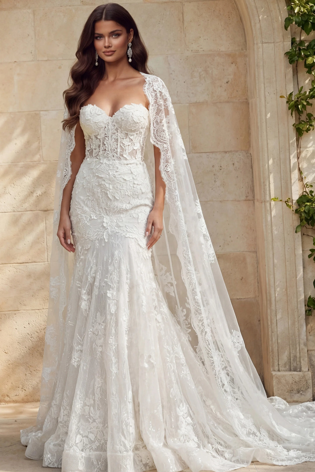 Jovani JB07583 Off White Sheer Corset Bodice Bridal Dress - FOSTANI.com