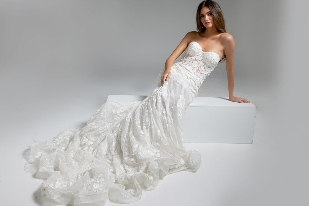 Jovani JB07583 Off White Sheer Corset Bodice Bridal Dress - FOSTANI.com