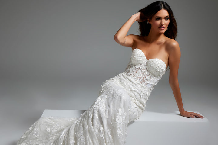 Jovani JB07583 Off White Sheer Corset Bodice Bridal Dress - FOSTANI.com