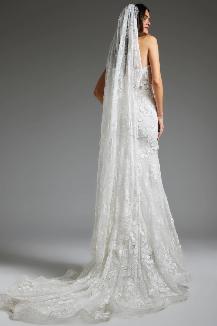 Jovani JB07583 Off White Sheer Corset Bodice Bridal Dress - FOSTANI.com