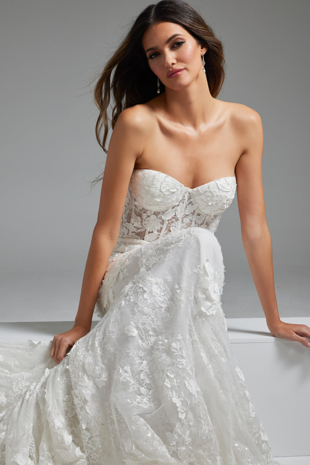Jovani JB07583 Off White Sheer Corset Bodice Bridal Dress - FOSTANI.com
