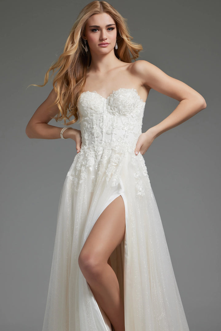 Jovani JB25730 Off White Strapless Sweetheart Neckline Bridal Dress - FOSTANI.com