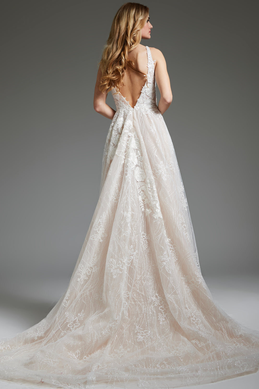 Jovani 39435 Ivory A Line Embellished Gown - FOSTANI.com