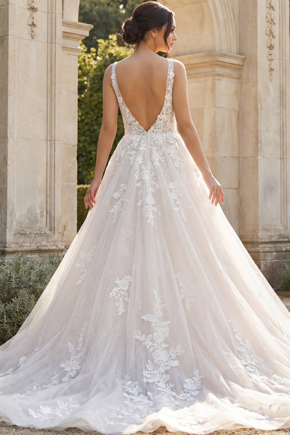 Jovani 39435 Ivory A Line Embellished Gown - FOSTANI.com