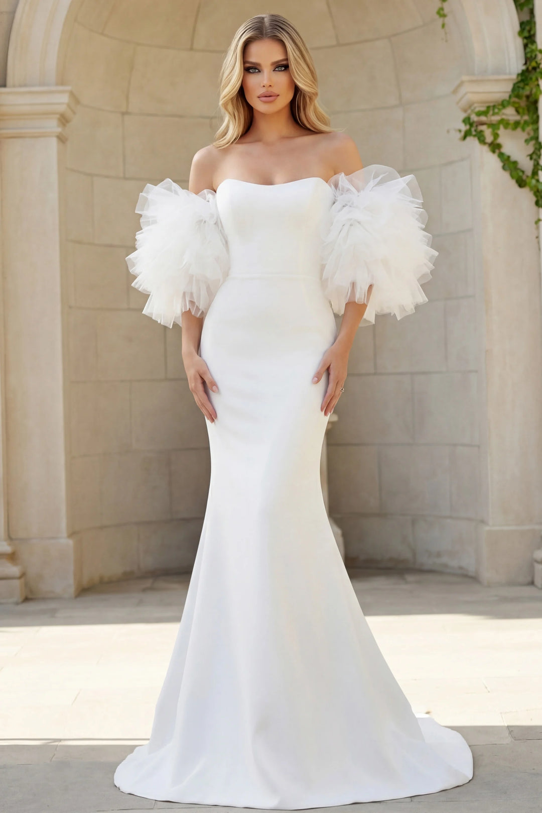 Jovani JB40601 Fitted Puffy Sleeve Dress - FOSTANI.com