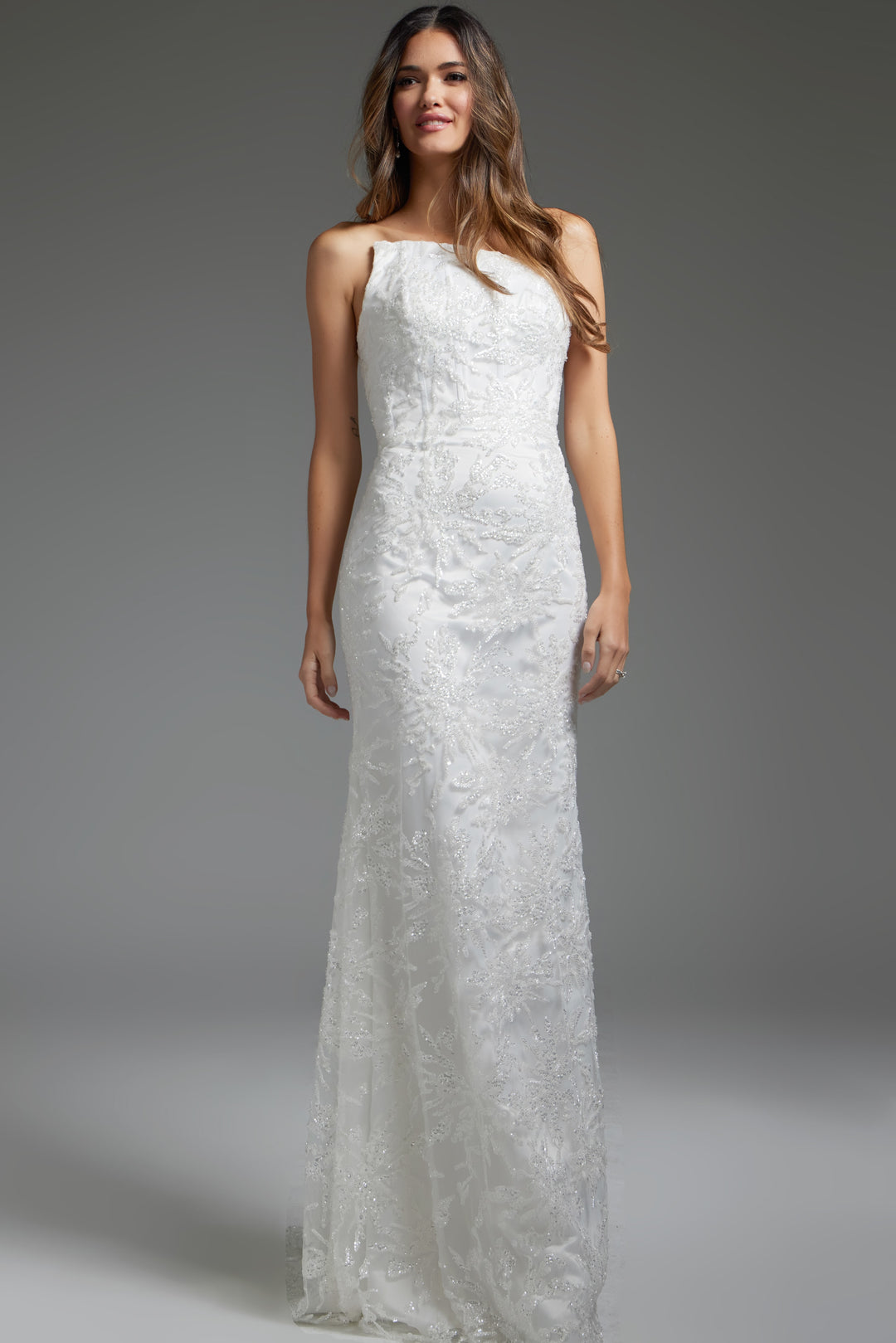 Jovani JB40608 Off White Embellished Strapless Bridal Dress - FOSTANI.com