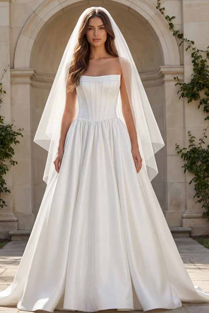 Jovani JB40784 Strapless Structured Corset Bridal Dress OFF-WHITE / 10