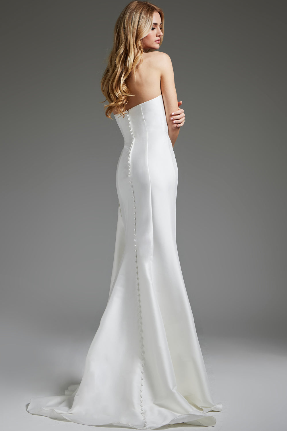 Jovani JB40791 Off White Strapless High Slit Wedding Dress - FOSTANI.com