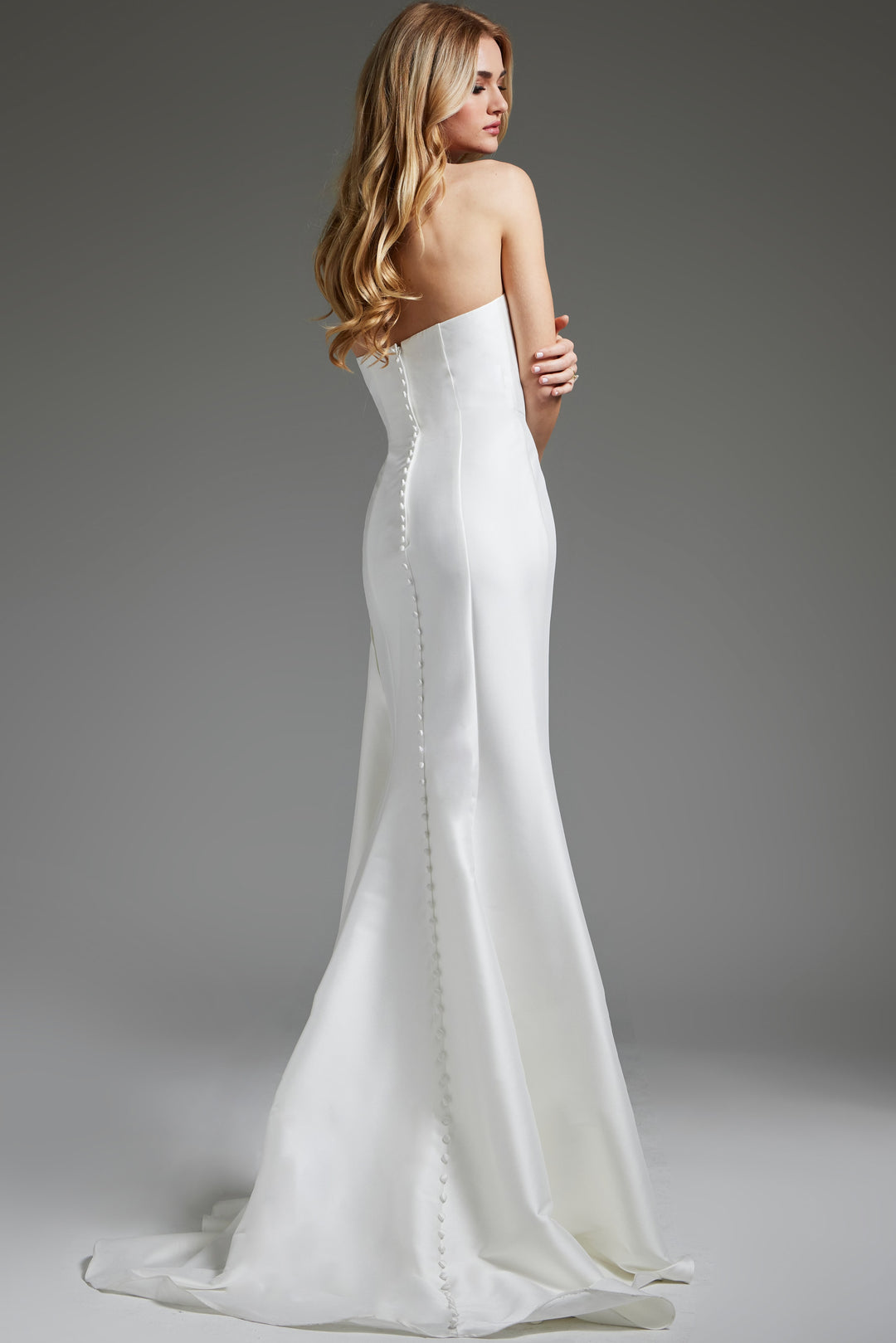 Jovani JB40791 Off White Strapless High Slit Wedding Dress - FOSTANI.com