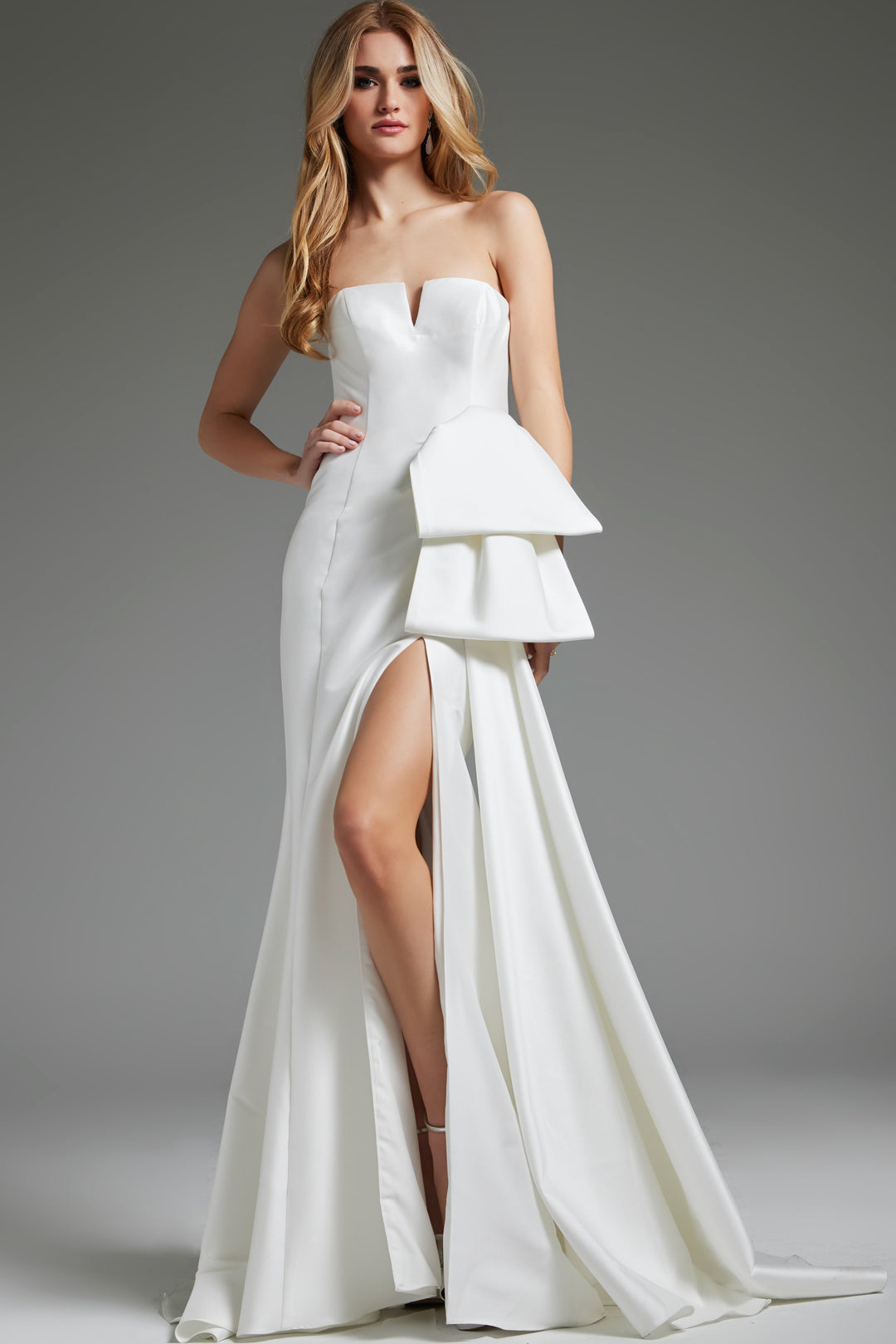 Jovani JB40791 Off White Strapless High Slit Wedding Dress - FOSTANI.com