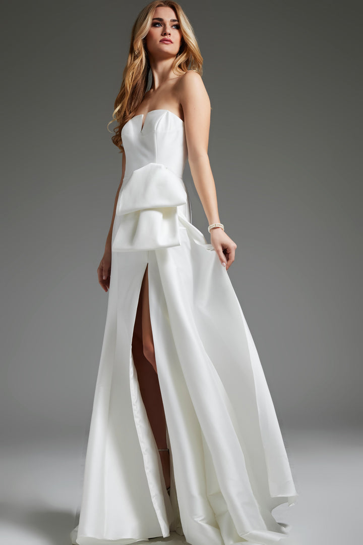Jovani JB40791 Off White Strapless High Slit Wedding Dress - FOSTANI.com