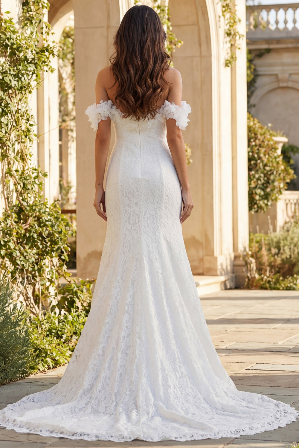 Jovani JB42295 Ivory Off the Shoulder Lace Bridal Dress - FOSTANI.com