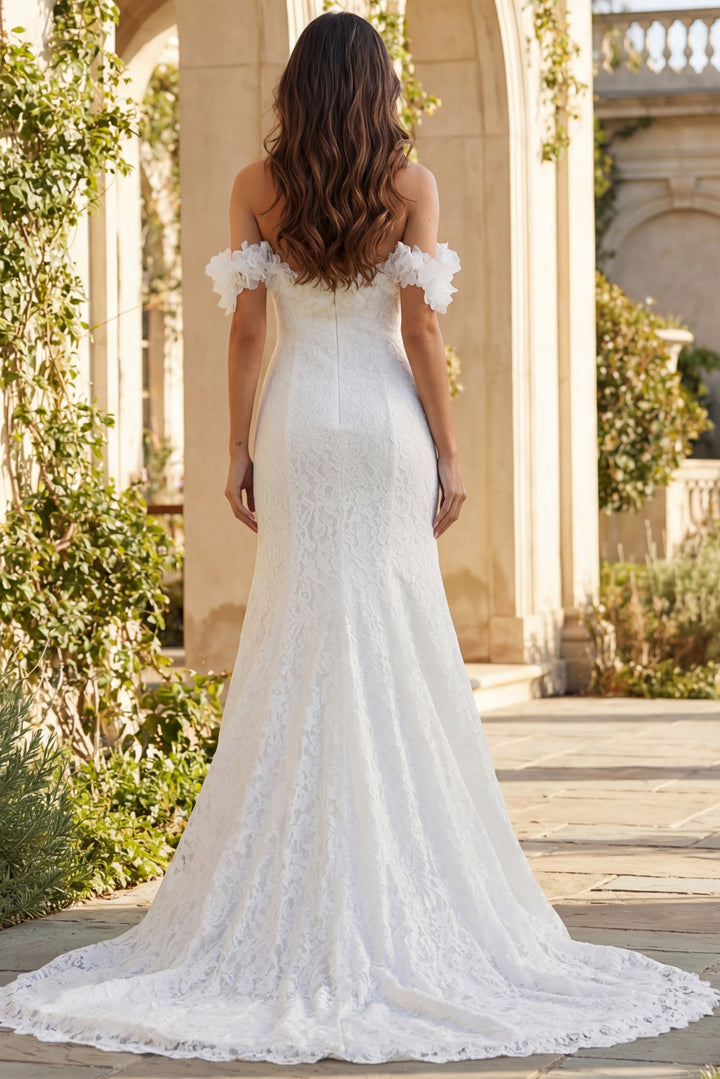 Jovani JB42295 Ivory Off the Shoulder Lace Bridal Dress - FOSTANI.com
