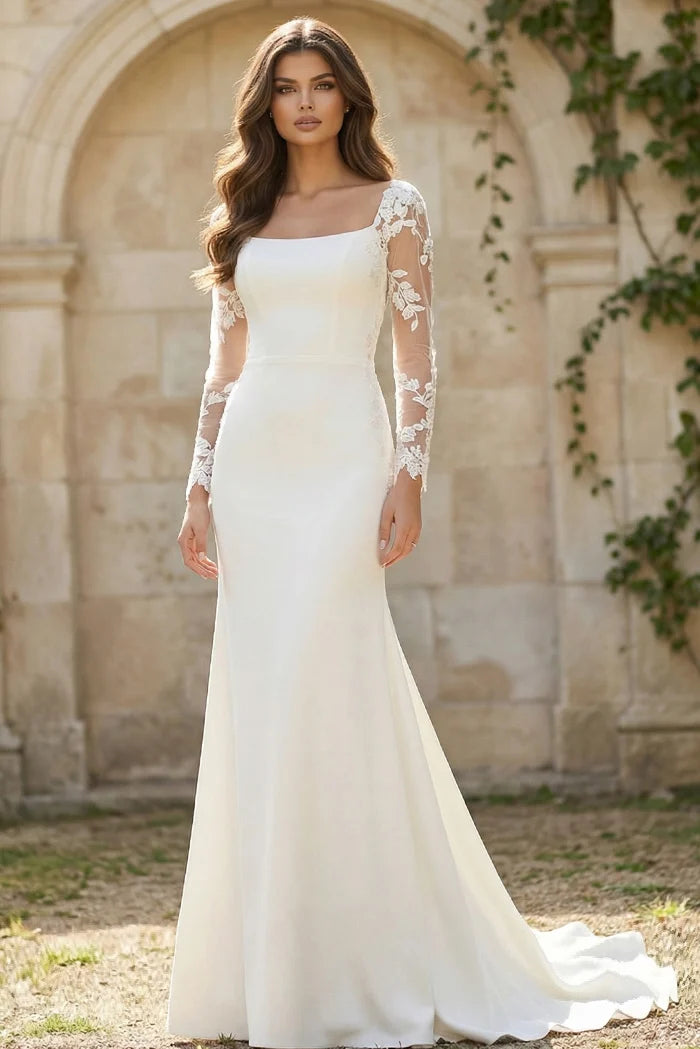 ivory sheath wedding dress Sheath Wedding Dresses