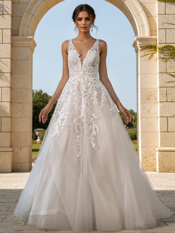 Jovani JB42323 Floral Lace A Line Bridal Gown