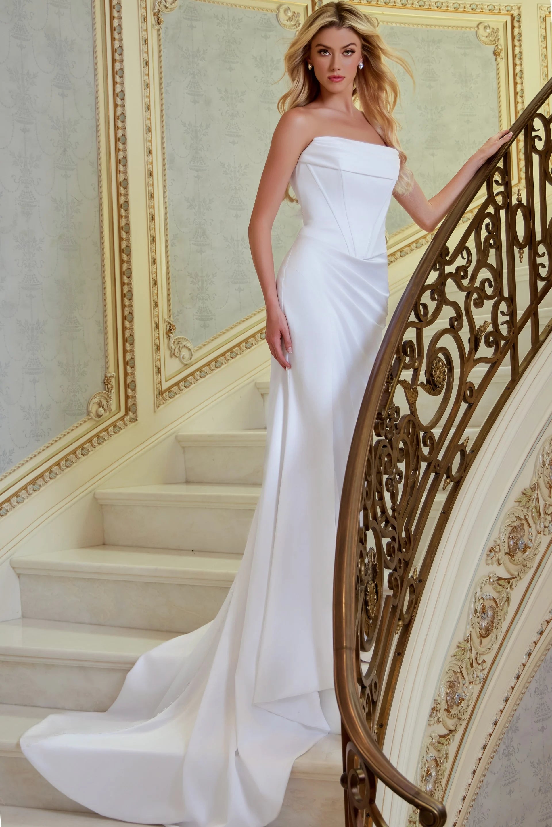 Jovani JB42353 Strapless Sleeveless Corset Bridal Dress OFF-WHITE / 4