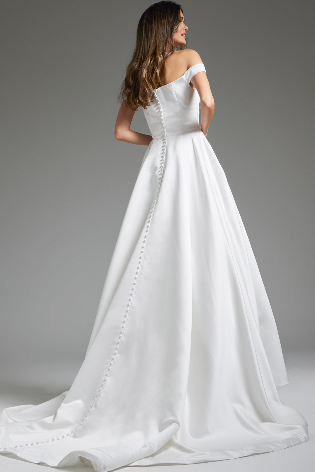 Jovani JB42626 Off White Front Cut Out A Line Bridal Dress - FOSTANI.com