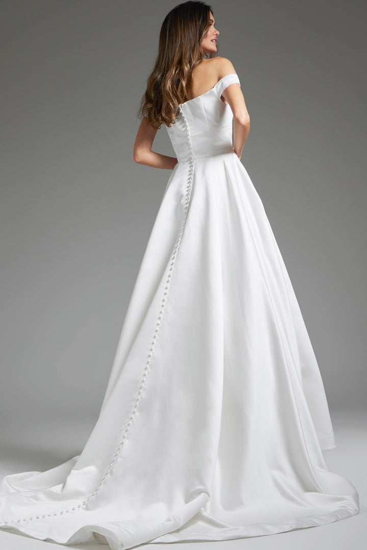 Jovani JB42626 Off White Front Cut Out A Line Bridal Dress - FOSTANI.com