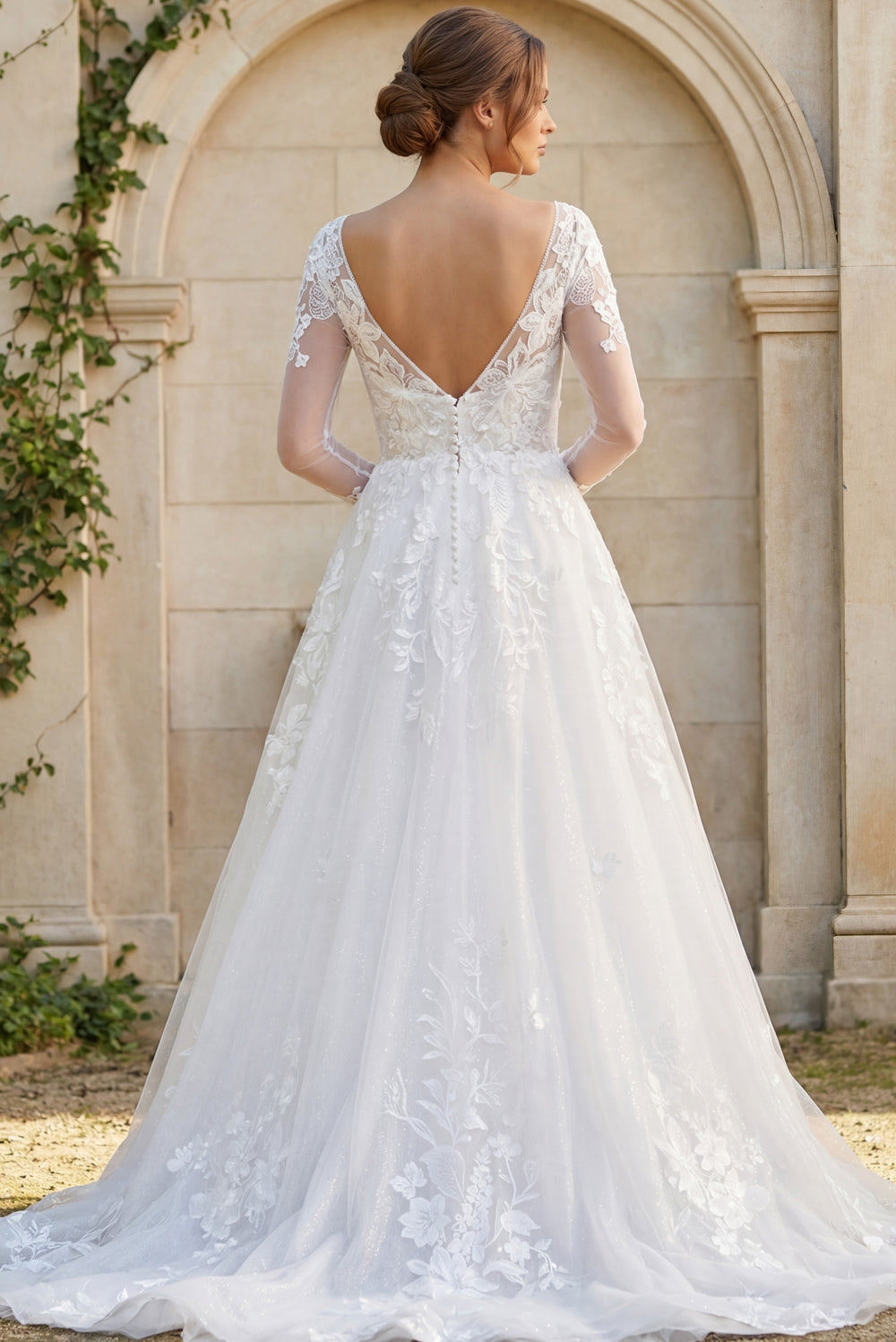 Jovani JB43317 Lace A line Bridal Gown - FOSTANI.com