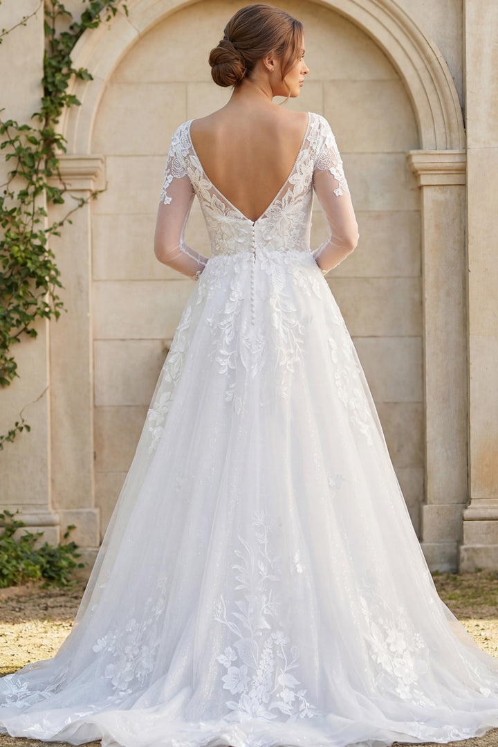 Jovani JB43317 Lace A line Bridal Gown - FOSTANI.com