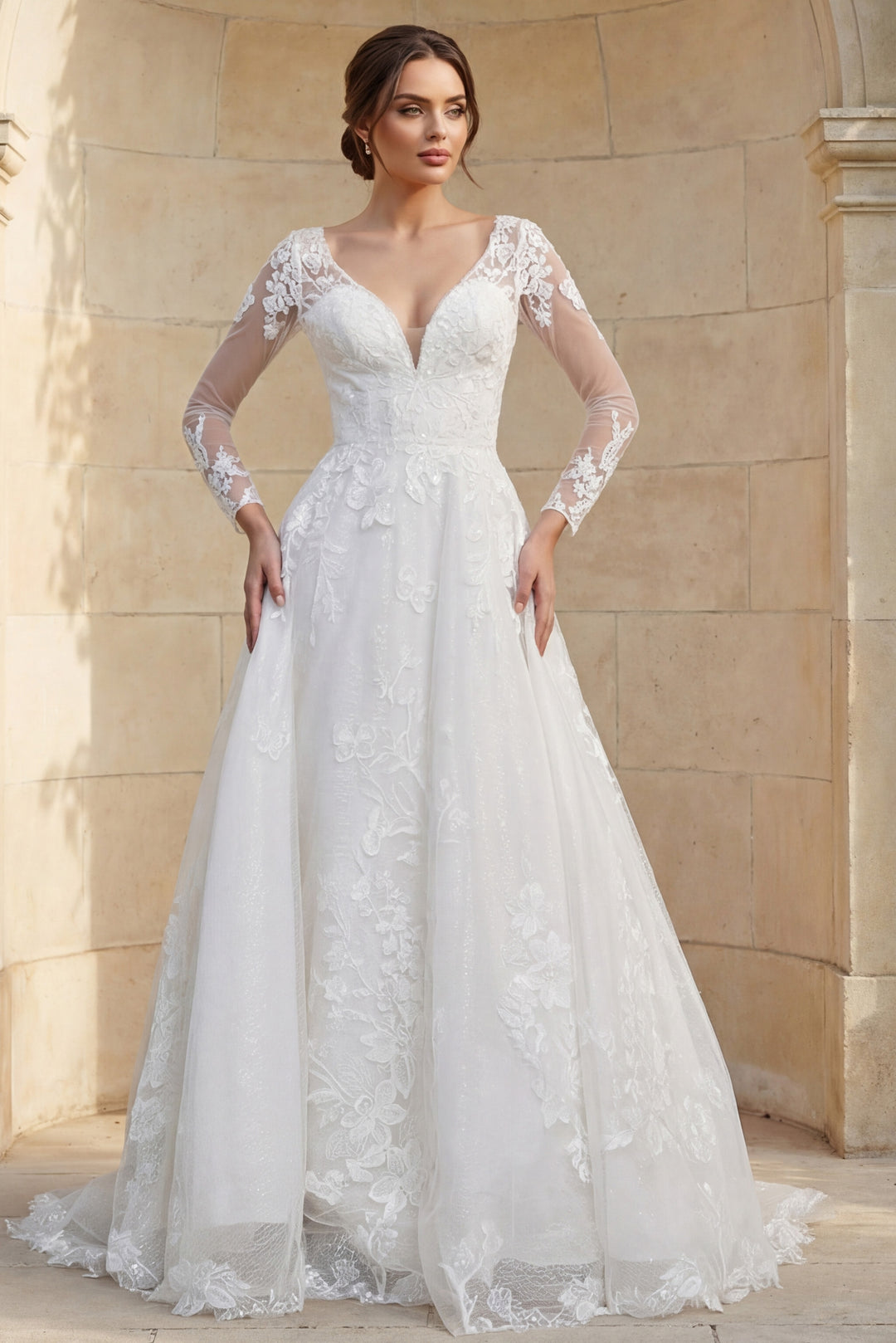 Jovani JB43317 Lace A line Bridal Gown - FOSTANI.com