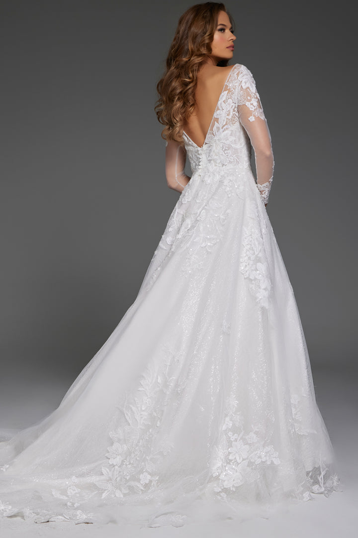 Jovani JB43317 Lace A line Bridal Gown - FOSTANI.com
