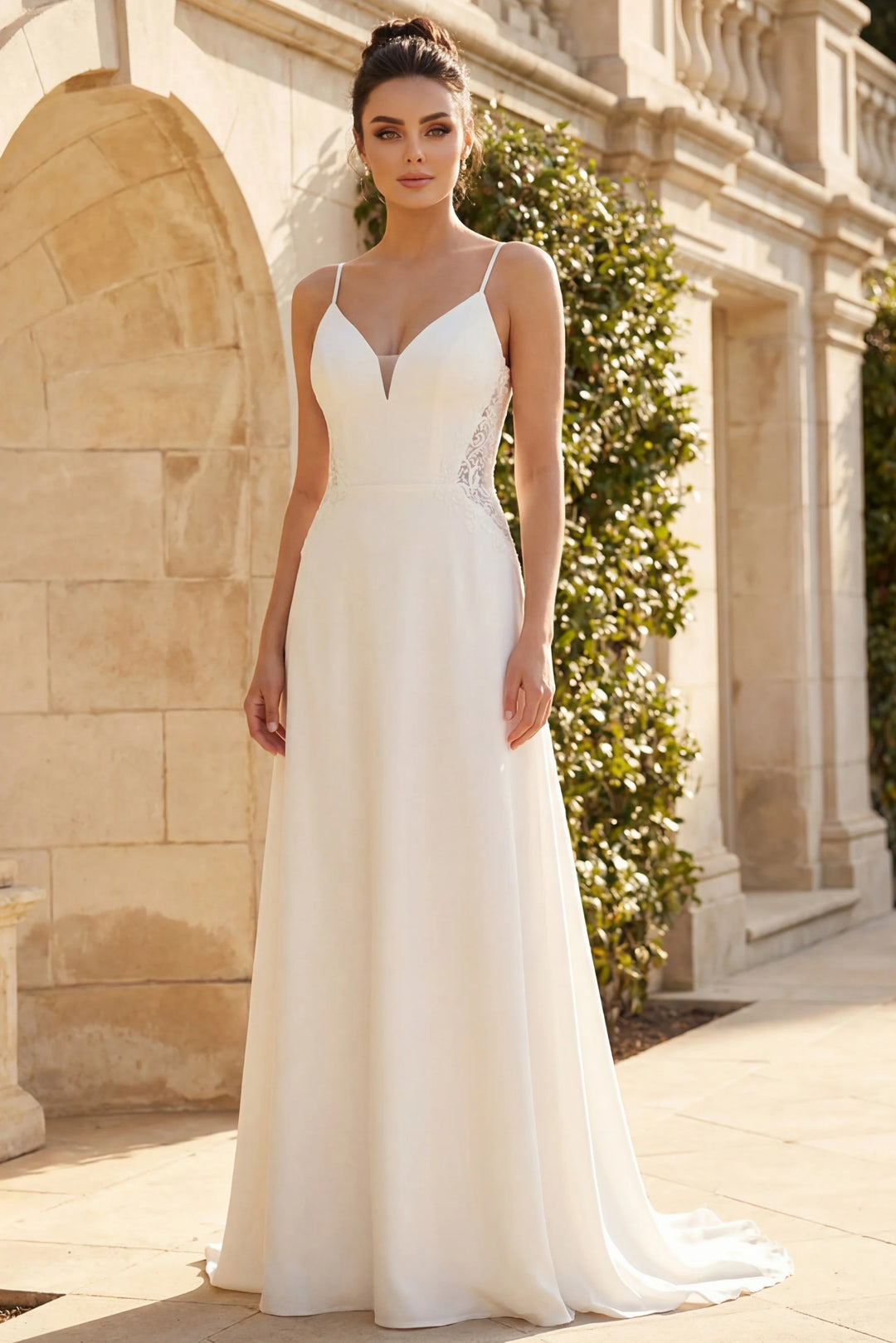 Jovani JB43320 Lace Back A Line Bridal Gown - FOSTANI.com