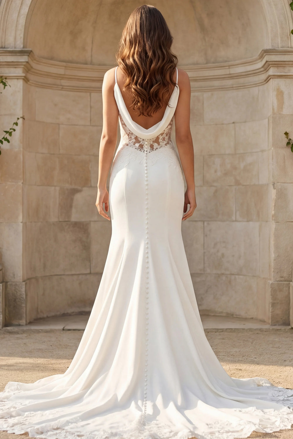 Jovani JB43322 Ivory Bridal Gown with Floral Lace Embellishments - FOSTANI.com