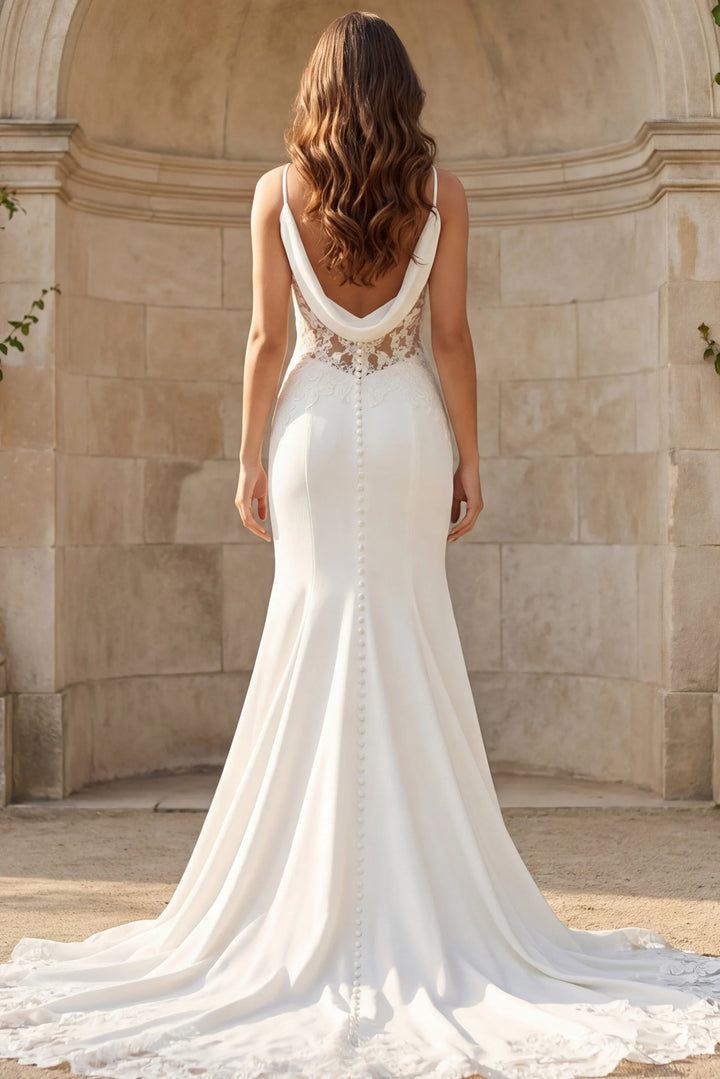 Jovani JB43322 Ivory Bridal Gown with Floral Lace Embellishments - FOSTANI.com