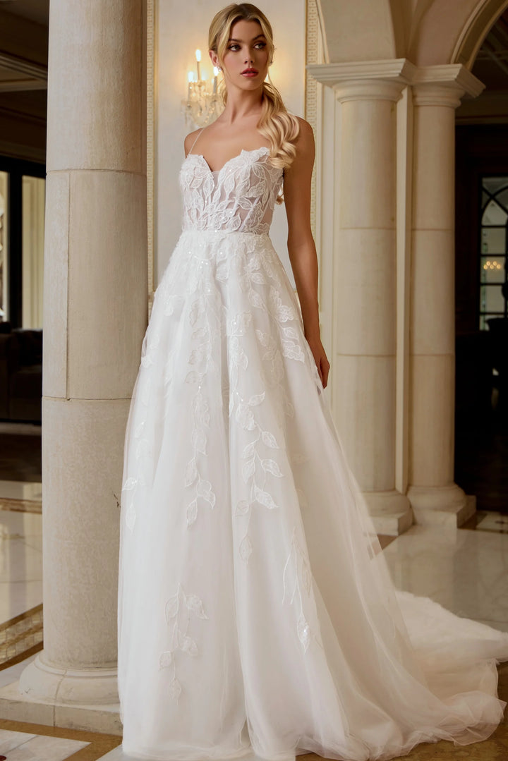 Jovani JB43863 Floral Lace Ball Gown Wedding Dress