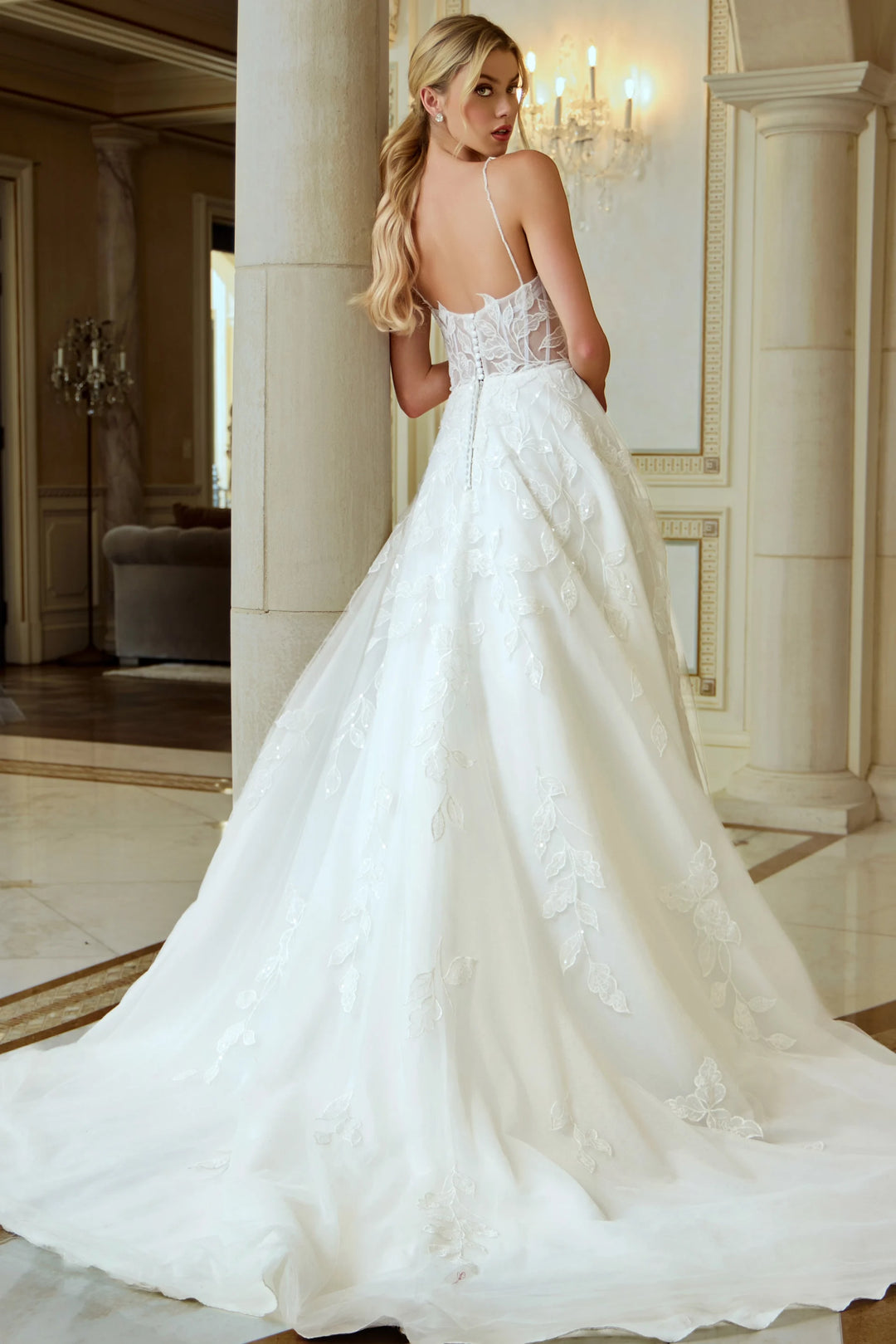 Jovani JB43863 Floral Lace Ball Gown Wedding Dress