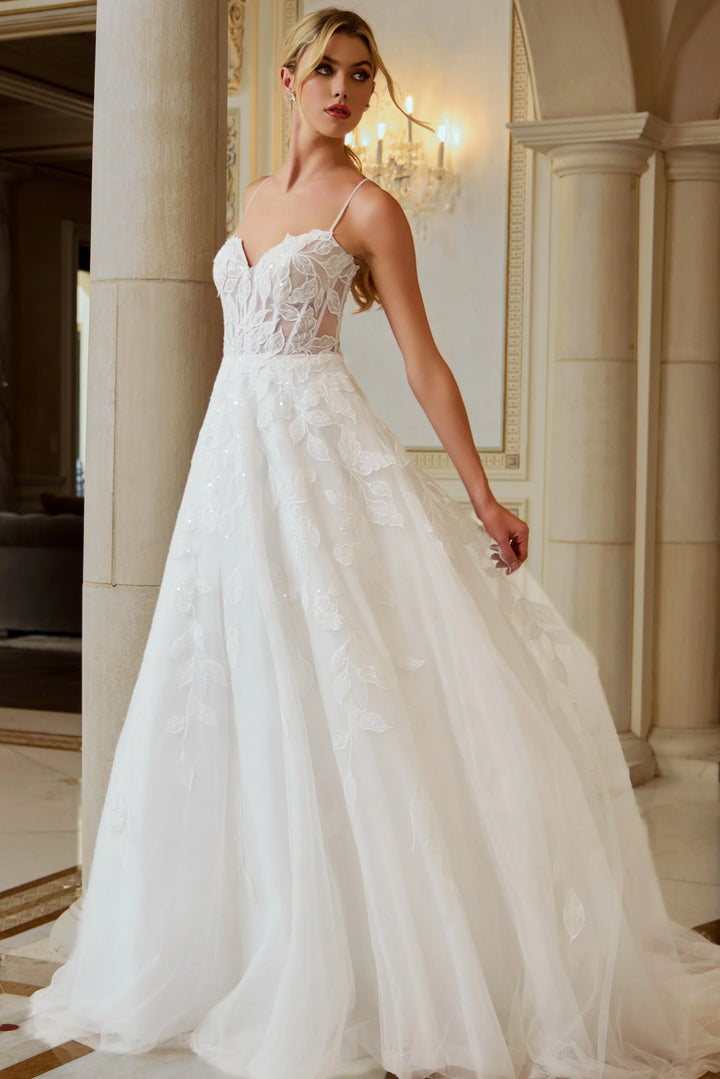 Jovani JB43863 Floral Lace Ball Gown Wedding Dress