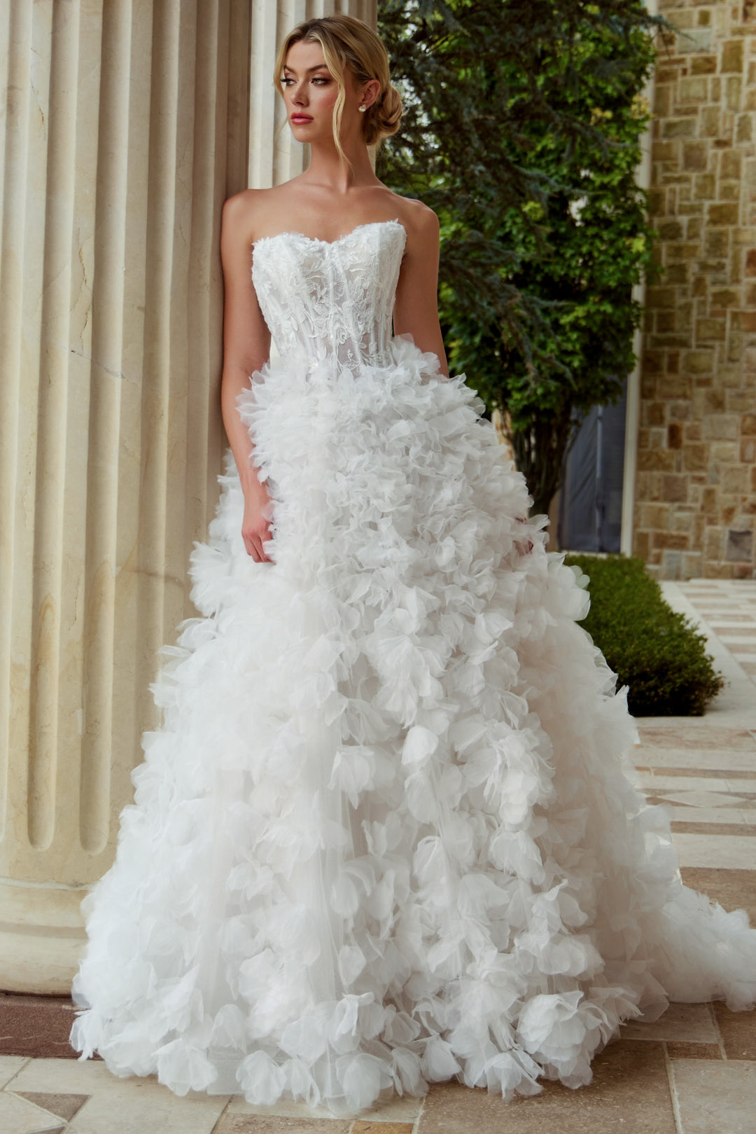 Jovani JB44604 Strapless Sweetheart Ball Gown with 3D Floral Appliqués - FOSTANI.com