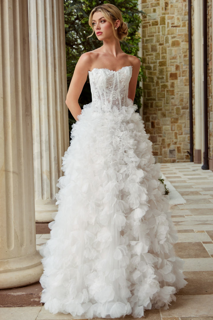 Jovani JB44604 Strapless Sweetheart Ball Gown with 3D Floral Appliqués - FOSTANI.com