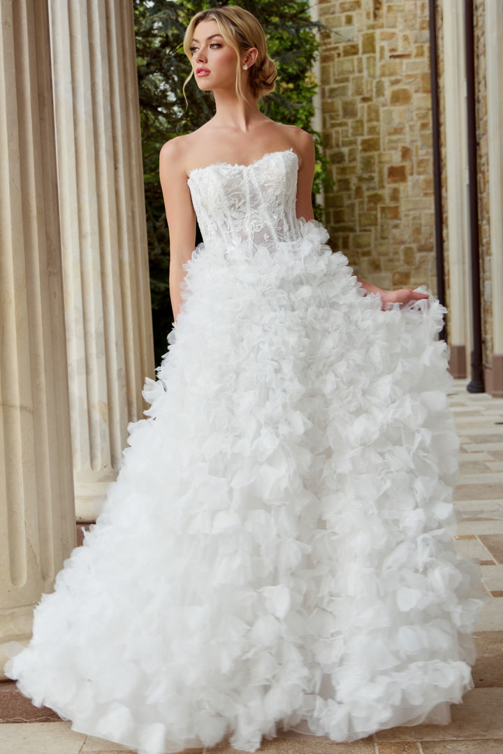 Jovani JB44604 Strapless Sweetheart Ball Gown with 3D Floral Appliqués - FOSTANI.com