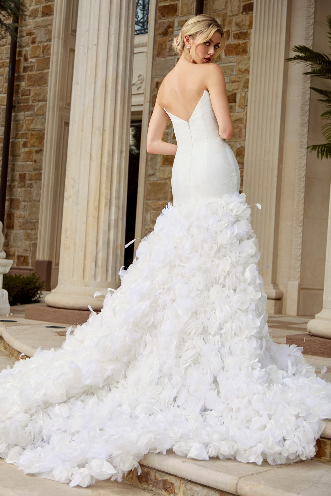 Jovani JB45121 Strapless Mermaid Wedding Dress with 3D Floral Skirt - FOSTANI.com