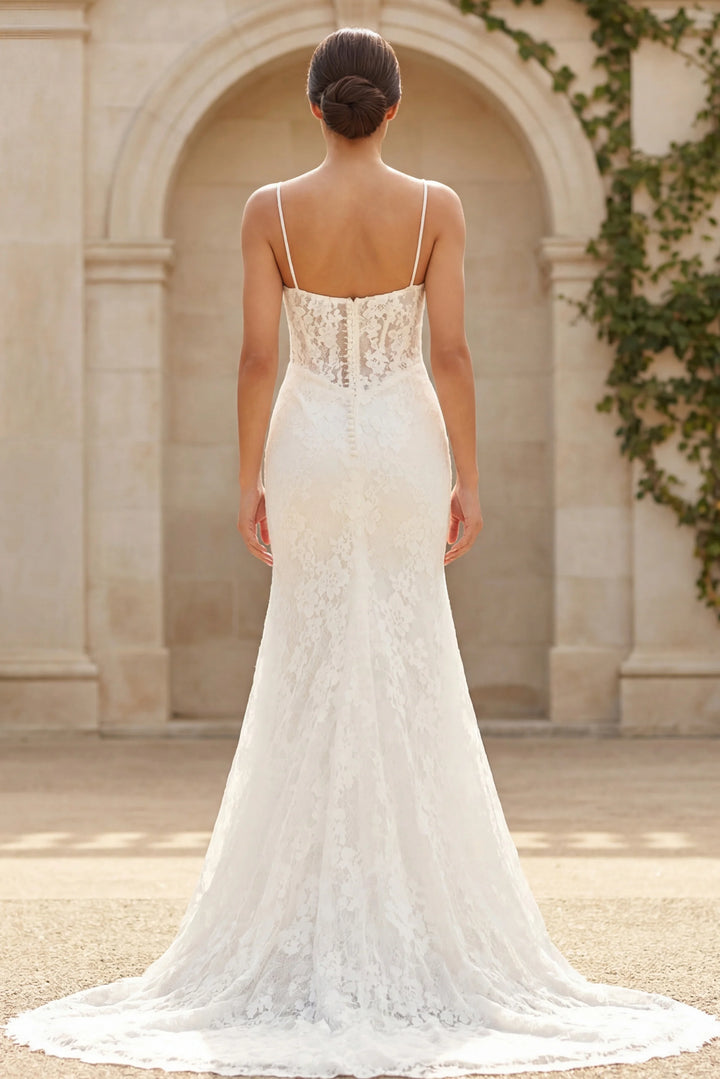 Jovani JB45719 Floral Lace Fitted Bridal Gown - FOSTANI.com