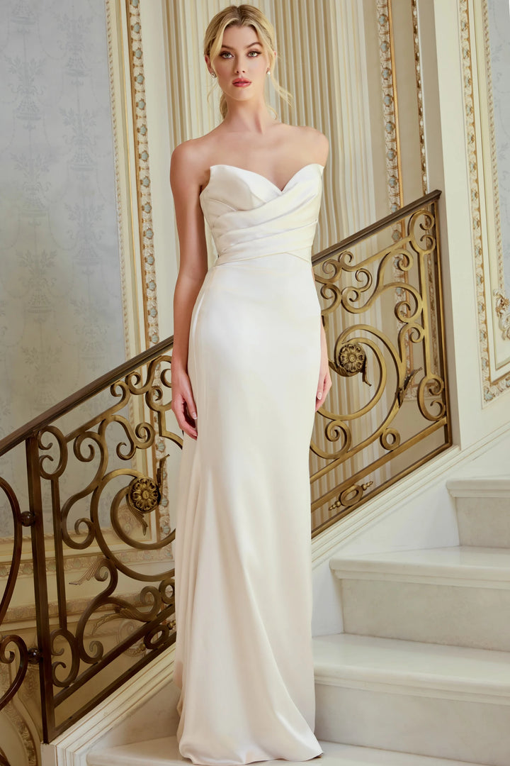 Jovani JB45837 Sweetheart Strapless Draped Crossover Bridal Dress