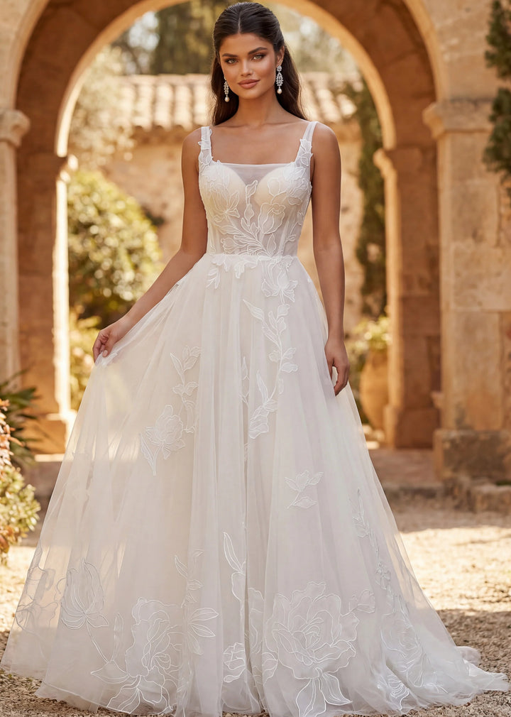 Jovani JB49761 Floral Embroidered A Line Bridal Gown