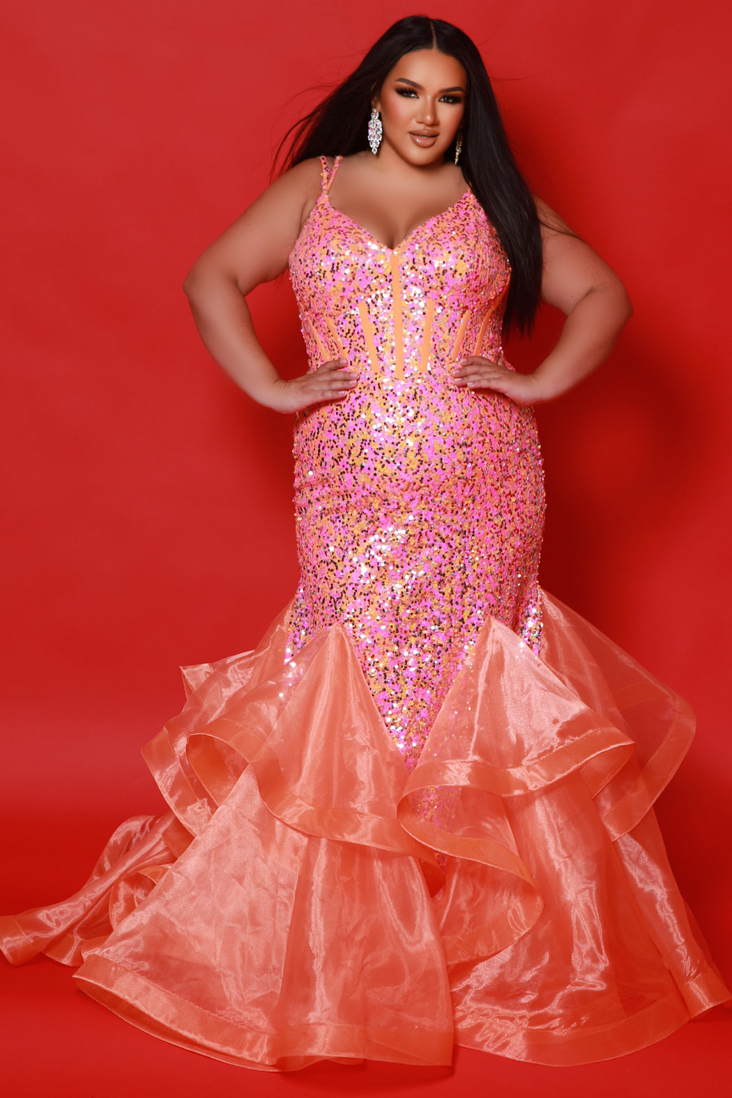 Sydney's Closet jk2516 Dress Sherbet / 14 Sydney's Closet jk2516 Dress Sherbet / 14