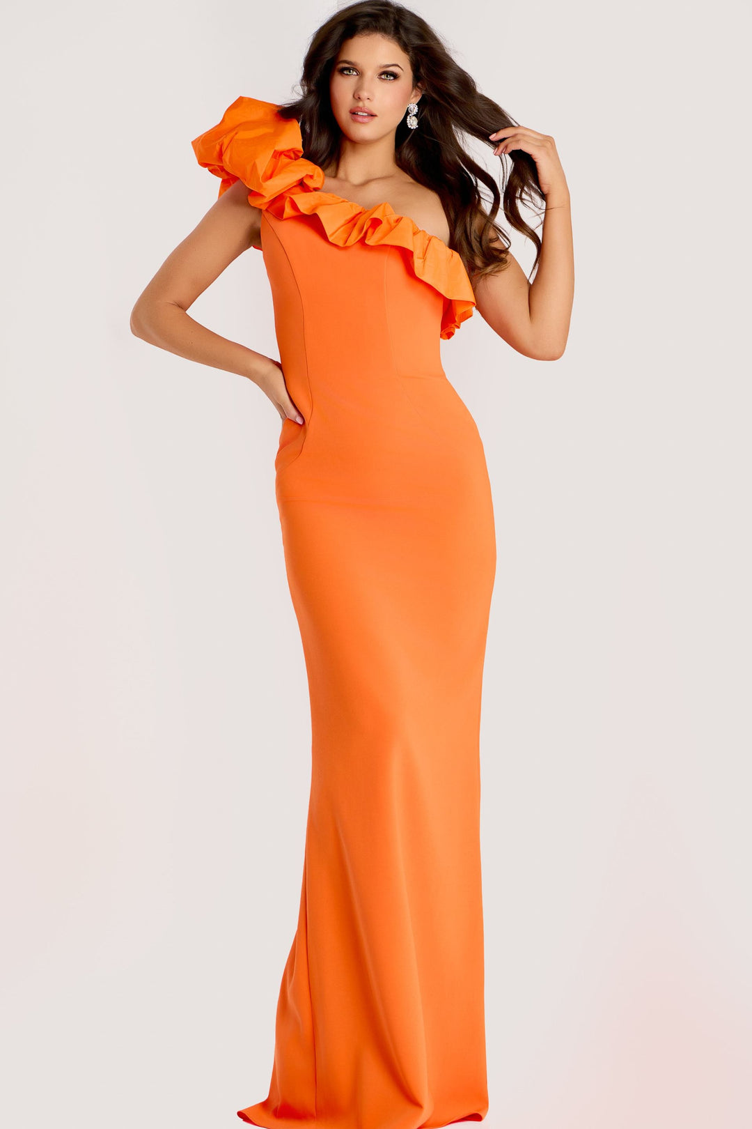 jovani orange dress 38300 Beaded Sheath length design radiates timeless grace Jovani 44230 Long Prom Dress