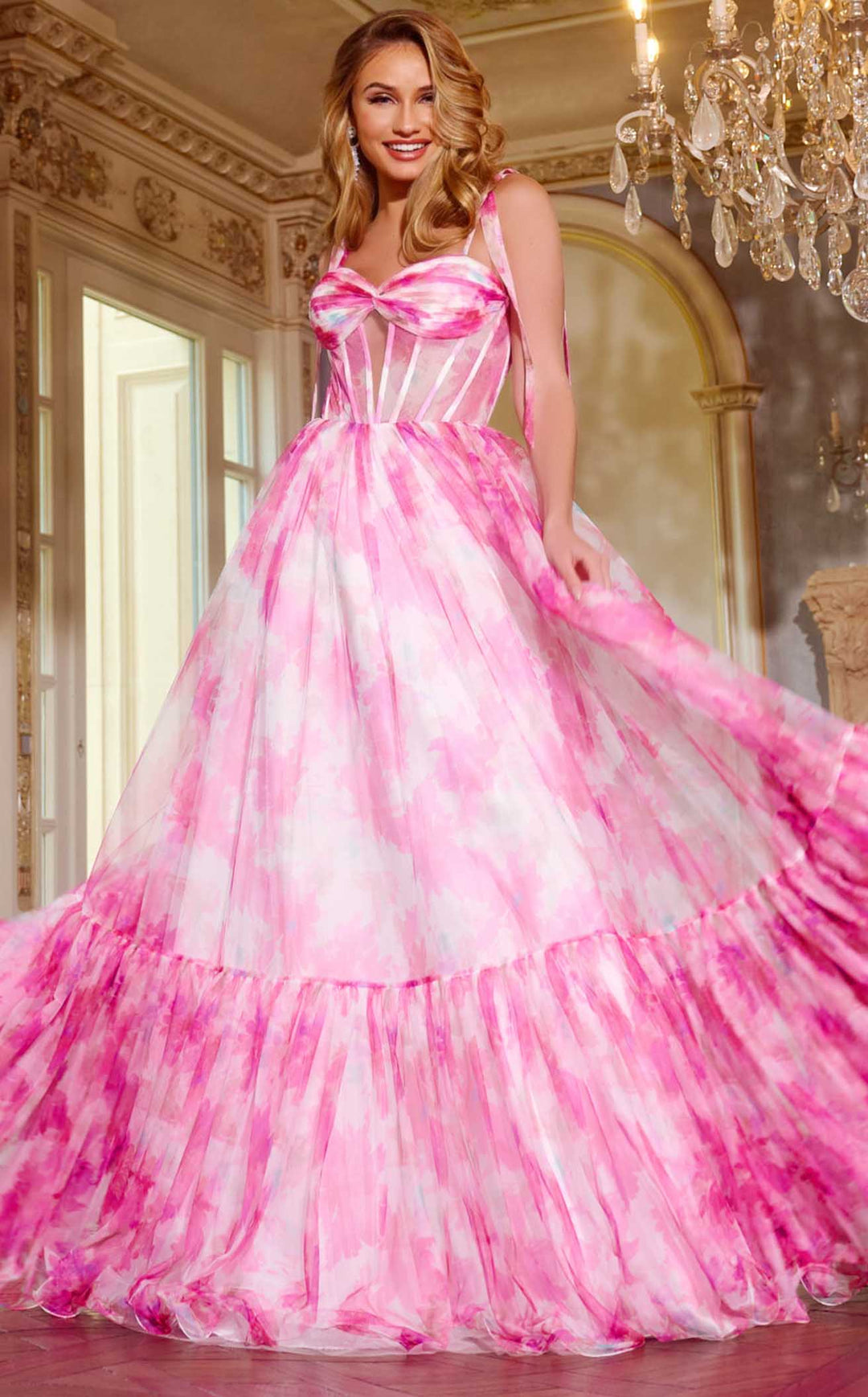 jovani pink dress Sweetheart Satin Gown with Crystal Embellishments D5098 Stand out with its elegant style and glamorous details. Jovani Iridescent Sequin Prom Dress