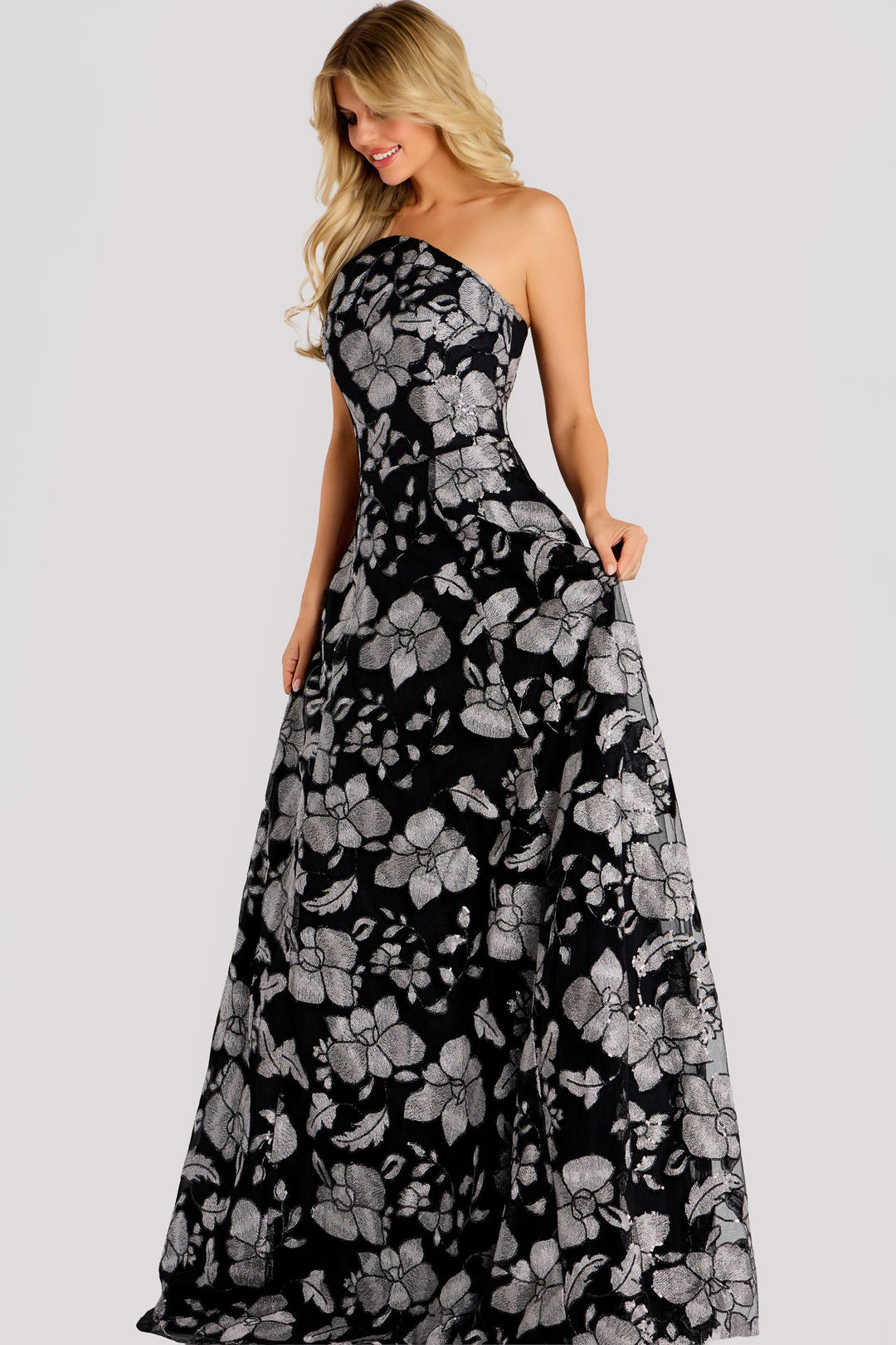 jovani black and silver dress Black and Silver One-Shoulder Long Sequin Prom Dress Black/Silver / 2