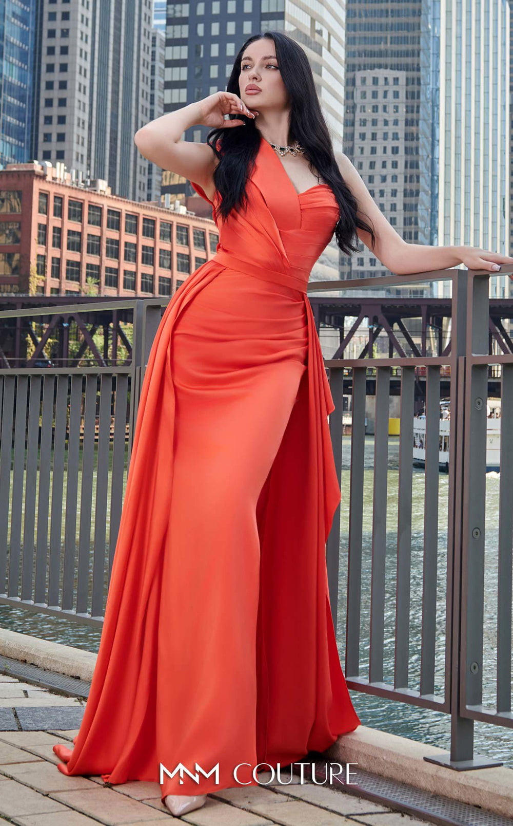 MNM Couture K3979 : Refined Sophistication with a Satin One-Shoulder Gown. - FOSTANI.com